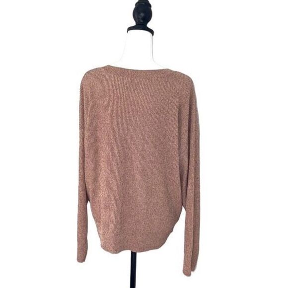 Alfani Womens Metallic Sweater Crew Neck Sequins Long Sleeve Ribbed Pink Large - Picture 3 of 7